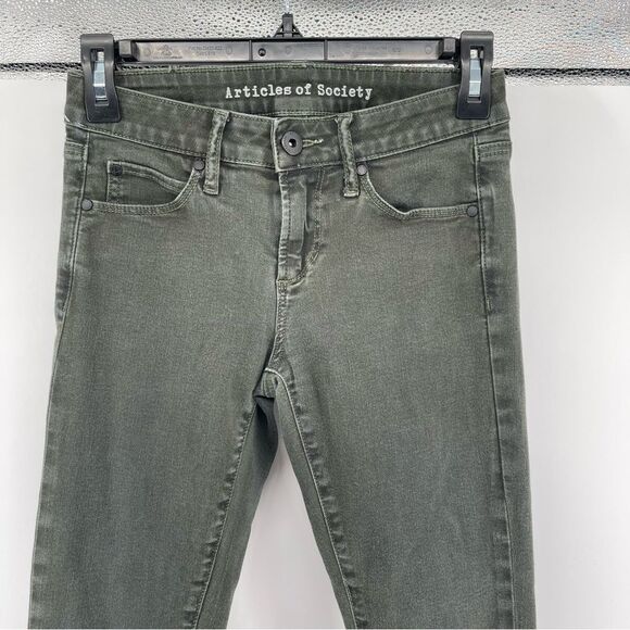 Articles of Society Sarah Linden Women’s Dark Green Skinny Denim Jeans Size 24 - Picture 3 of 16